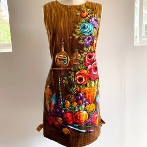 Vintage 1960s Still Life Shift Dress